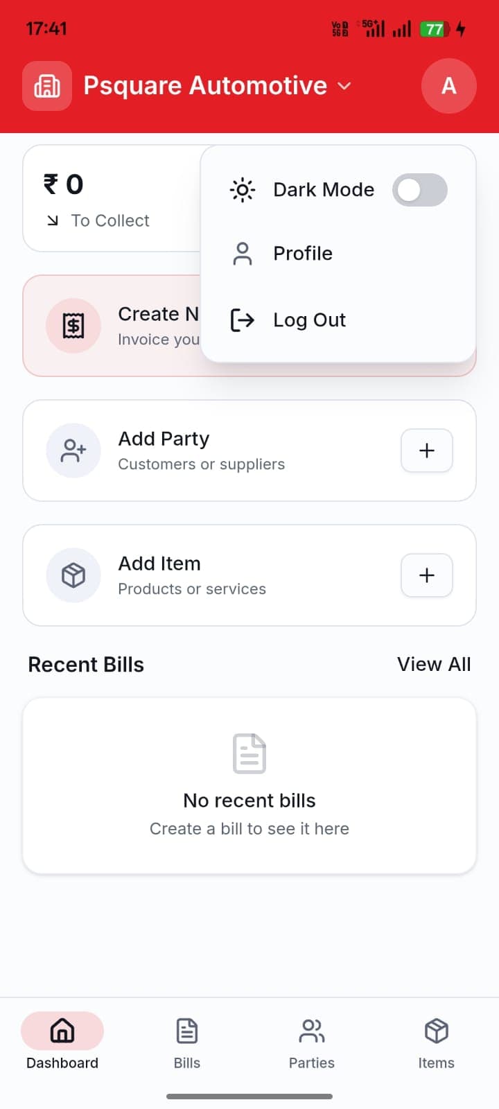 Step 1: Open app and log in