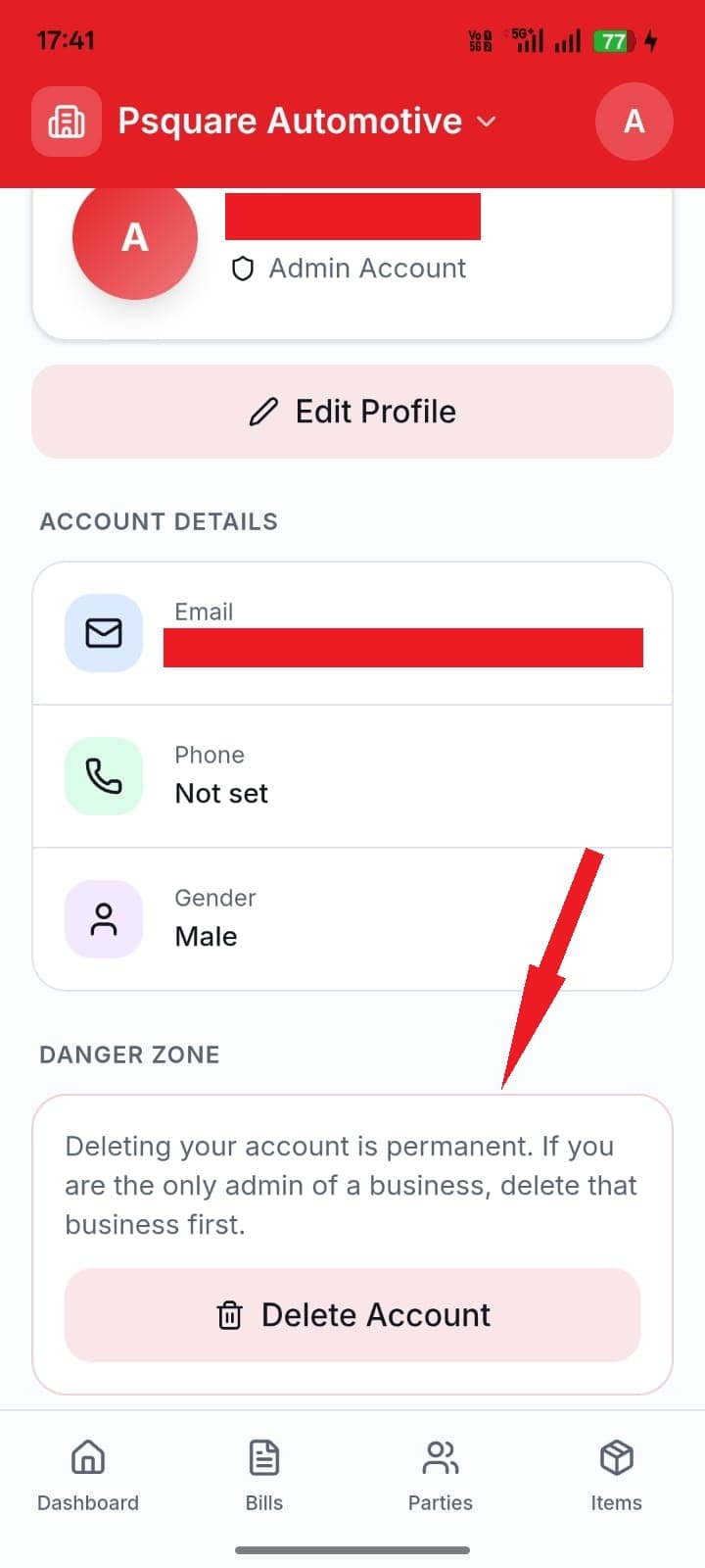 Step 2: Access profile page