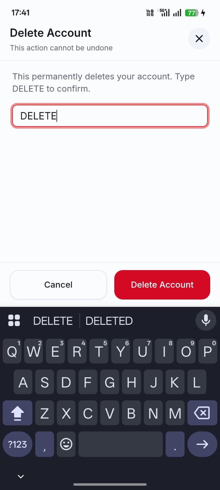 Step 3: Confirm with typed text